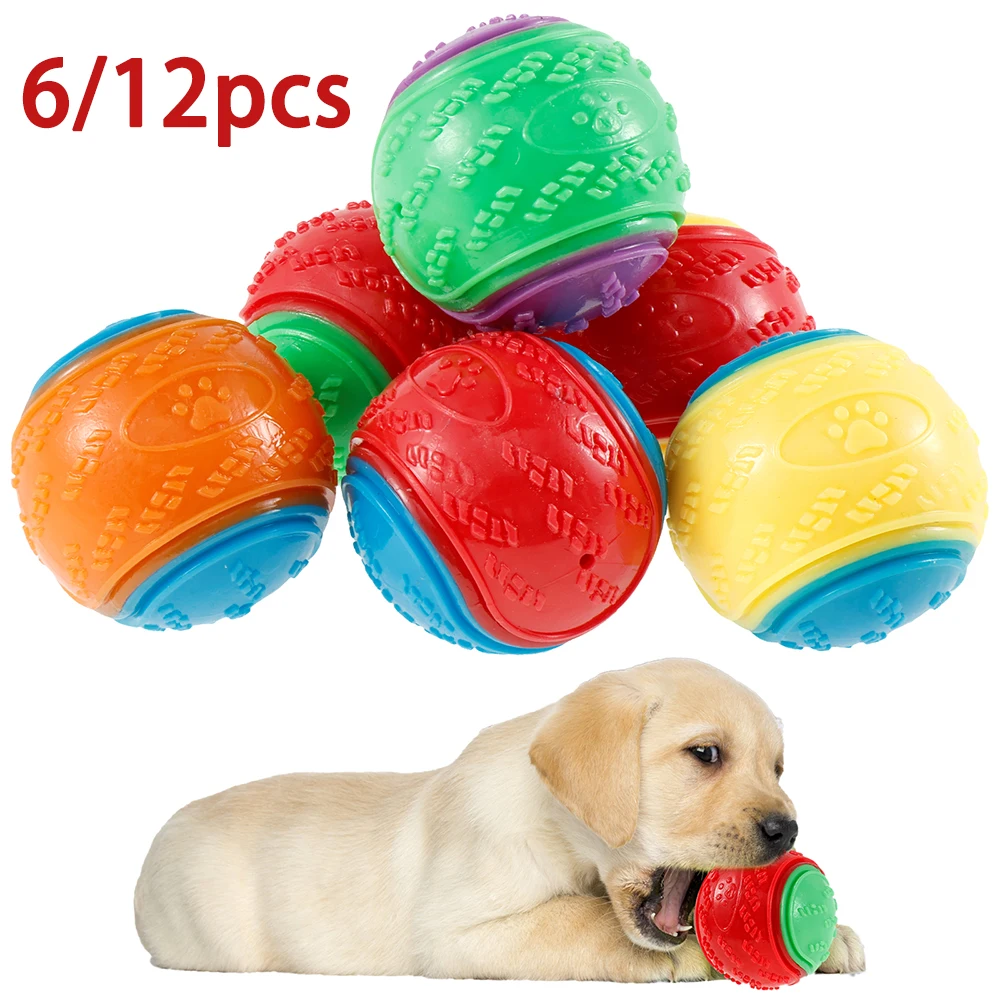 Interactive Squeaky Plush Dog Toy - 6/12 pçs cão bolas estridente brinquedos