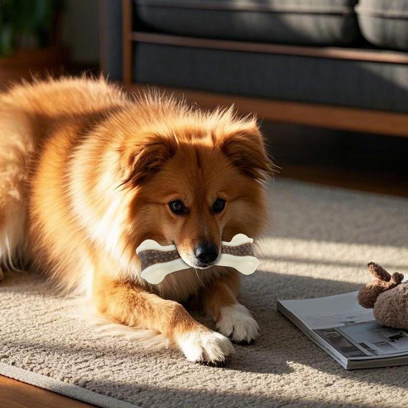 Teeth Cleaning Dog Chew Bone - Brinquedo interativo para osso de cachorro,
