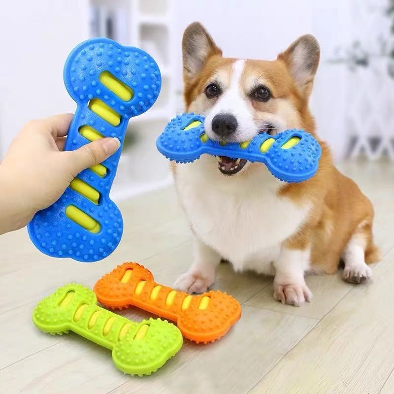 Teeth Cleaning Dog Chew Bone - Brinquedo de Borracha Durável para Cães,