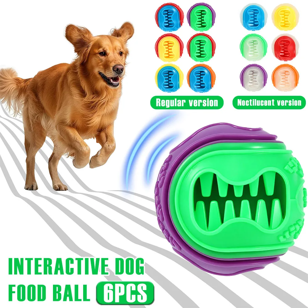 Rubber Treat Dispensing Dog Toy - 6 Peças Bola Interativa para Cães,