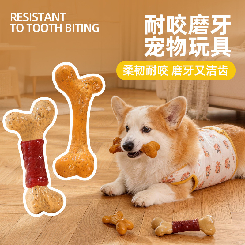 Teeth Cleaning Dog Chew Bone - Brinquedo para Cães TPR Durável, Resistente